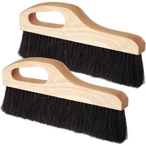 2 Pack Concrete Broom Tools 12 Inch Masonry Brush Hand Concrete Finish Brush Horse Hair Poly Bristle Masonry Texturing Tools with Comfort Handle