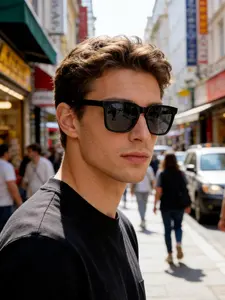 Men's UV Protection Sunglasses, New Style Driving Sun Glasses, Large Face Slimming Design, Ideal for Car Use, 1 Piece