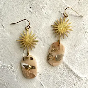 Alysa Nadeau Designs Hand Made Polymer Clay Lightweight Dangle Earring, Model #AlysaNadeauDesigns