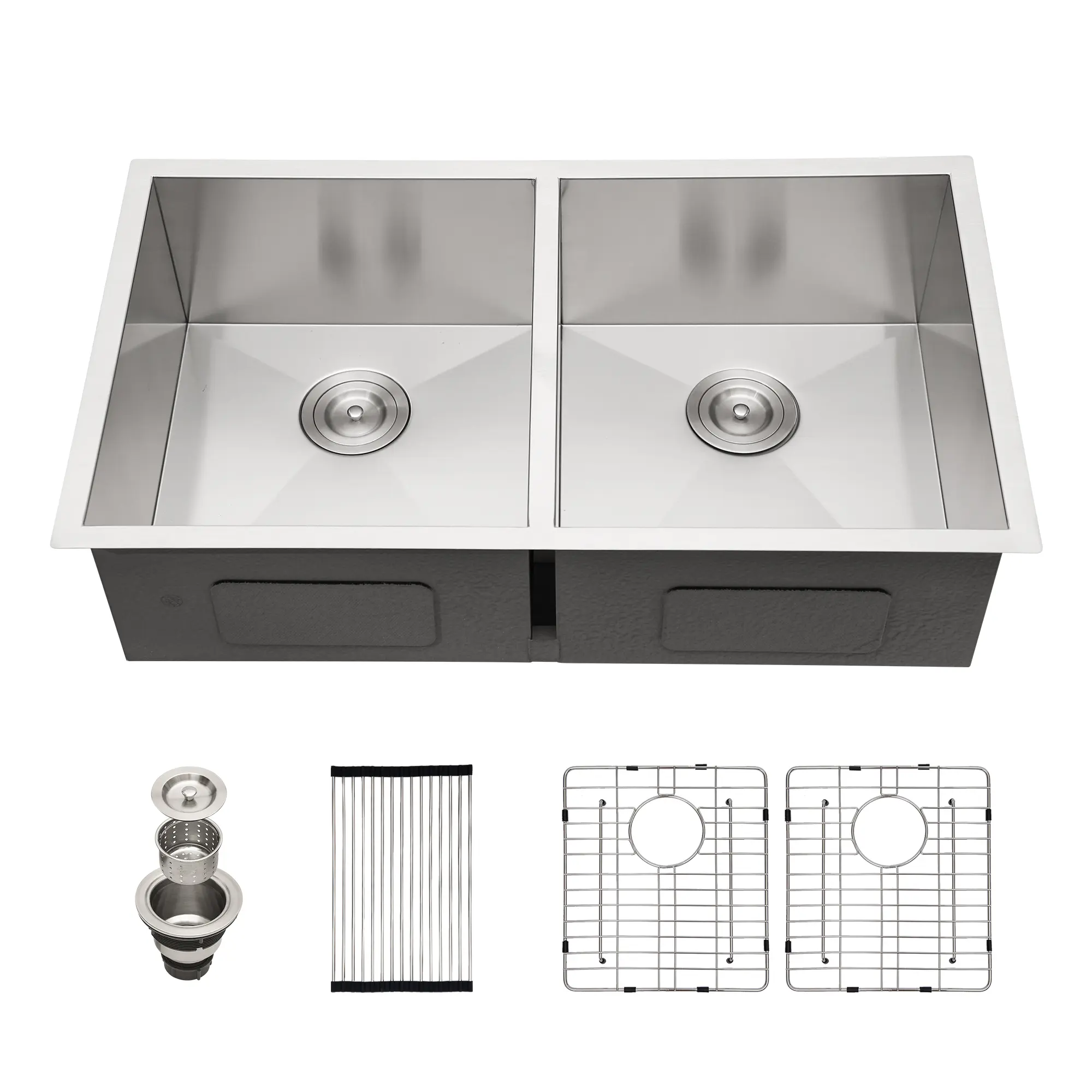 Sarlai 33 x 19 Inch Undermount Kitchen Sink 50/50 Double Bowl Undermount Kitchen Sink 16 Gauge Stainless Steel Kitchen Sink