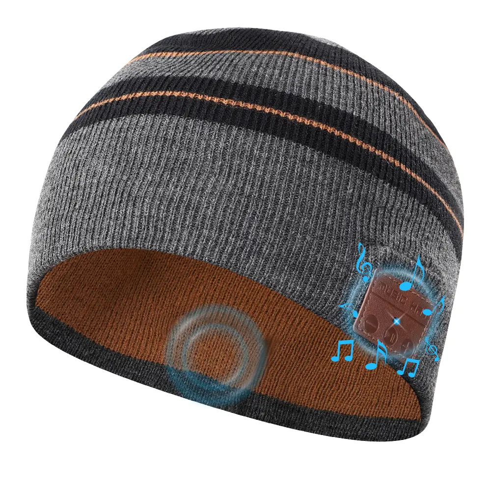 Unisex Bluetooth Beanie, Warm Knit Hat with Wireless Headphones - 10-12H Playtime, Washable, for Outdoor Sports & Skiing, Built-In Headphones, Hands-Free Calling, Knitted Fabric, Machine Washable, Music, Playtime 10-12 Hours