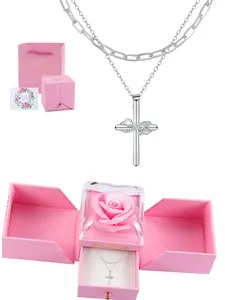 Stethoscope Cross Necklace - Medical Faith Pendant - Innovative Design  Double Layer Chain - A rose gift box is an ideal choice for daily wear, as a birthday and Christmas gift for wives and girlfriends.