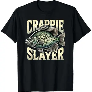 Casual Round Neck Shortsleeve Fashion Cotton Graphic Tees Streetwear Crappie Slayer Fishing Enthusiast Gifts for Anglers T-Shirt