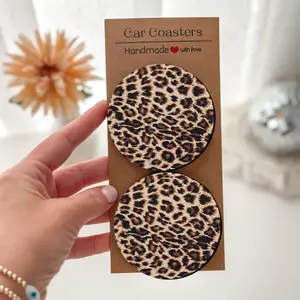 Leopard Print Office Coasters-Handmade 2/4pcs Exquisite Packaging, Easy to Clean, Suitable Christmas and Birthday Gift for Both Men and Women