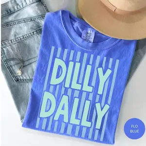 Comfort Colors Spring Stripes T Shirt, Preppy Women's Tee, Dilly Daily Summer Shirt, Gift For Women, Unisex Casual T-Shirts