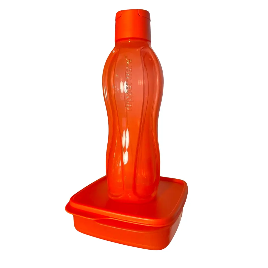 Tupperware Prep & Go Eco+ Set: 1 Eco+ Lunch-It Container and  1 Eco+ Medium Water Bottle with flip-top cap