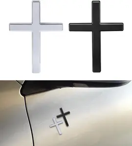 3D Cross Stickers,Car Accessories Decals for Vehicles,Self Adhesive Cross Metal Car Emblem,2.5"×1.8" Cross Jesus Automotive Decal,Suitable for Trunk Tailgate Side Decoration
