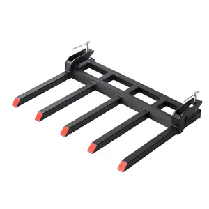 Heavy Duty Clamp-On Debris Forks for 48" Tractor Bucket - 5-Tine Pallet Forks Attachment, 2500LB Capacity - Quick Attach Loader Attachment for Skid Steer
