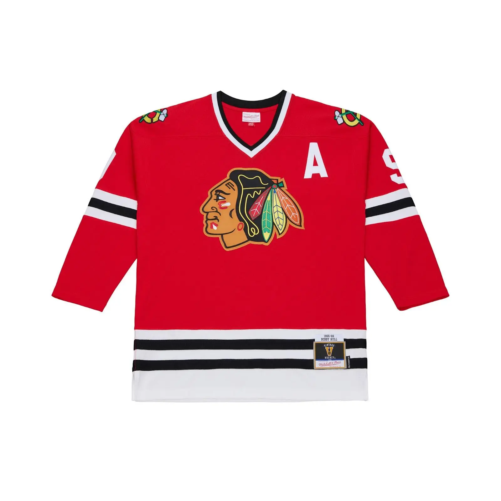 Bobby Hull Chicago Blackhawks 1965-66 Red Power Play Jersey NHL Throwback Hockey Fan Gear Mitchell & Ness