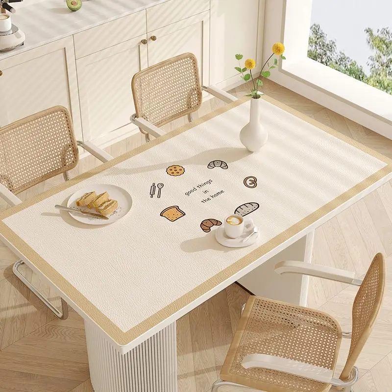 Modern Polyester Rectangle Dining Tablecloth - Plastic, Anti-Slip, Waterproof, Oil-Proof, Heat-Insulating, Factory-Made Household Home Supplies for Dining, Coffee Table Use