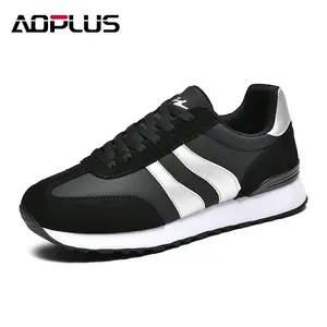 AOPLUS Men's Classic Black & White Sneakers – Stylish Sporty Shoes for Everyday Comfort