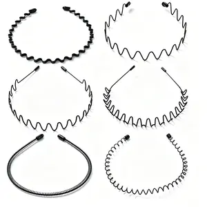 6-Count Headband Set, Metal Body Wave-Zig Zag Elastic Training Headband with Comb, Textured Twist Design, Stylish Women's Hair Accessory for Sports, Ideal Women's Gift,summervibes