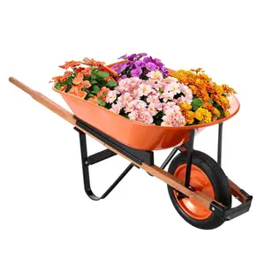 VEVOR Wheelbarrow Cart, 5 Cu. Ft. Load 330 lbs Capacity, One Wheel Garden Dump Cart, Garden Wagon with Metal Handle 16 Wide Track Wheels, Easy Loading Utility Yard Cart Wagons for Lawn Farm