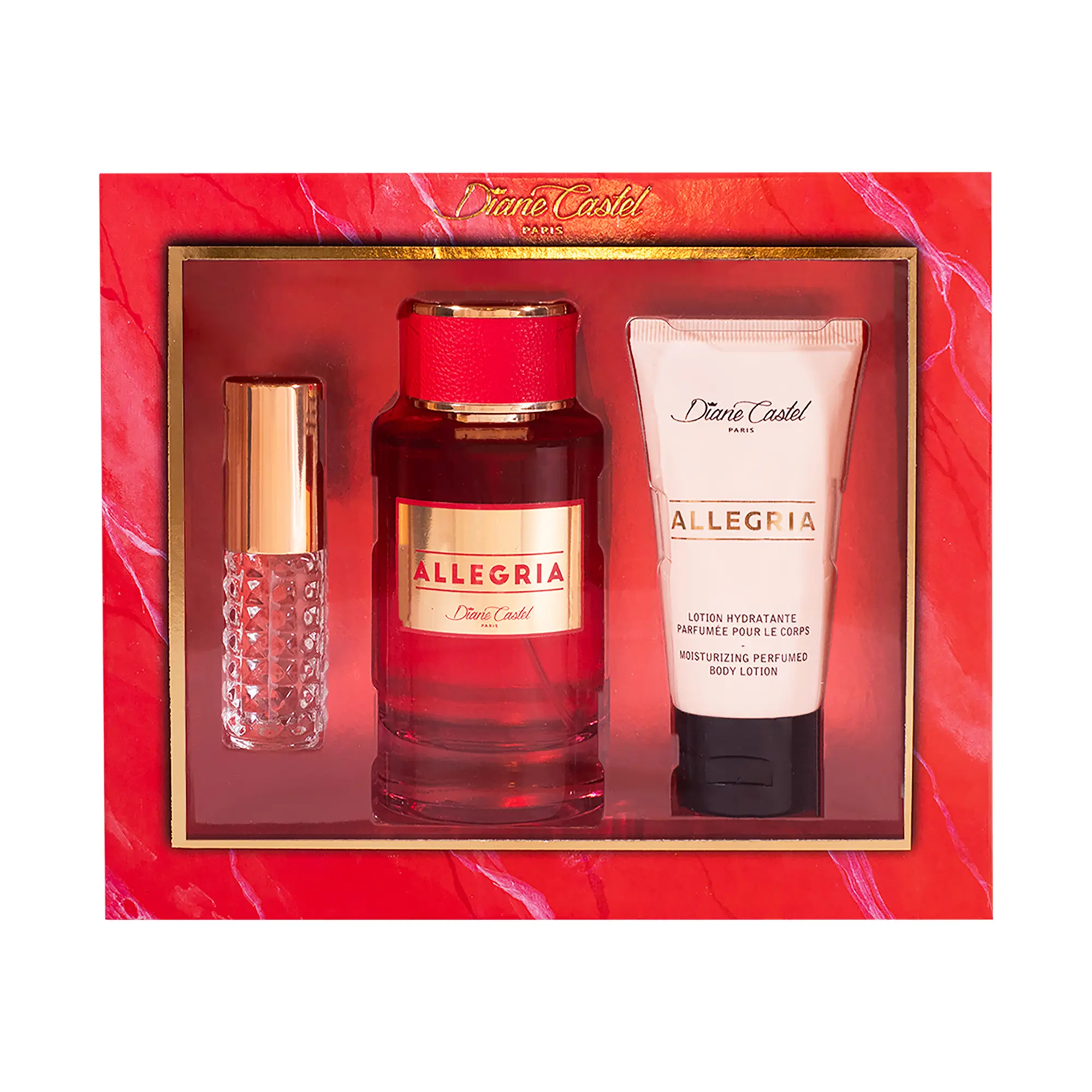 Diane Castel Allegria Gift Set - Citrus Floral Fragrance - Perfume for Women and Body Lotion - Notes of Lemon, Black Currant, Orange Blossom - 3 pc