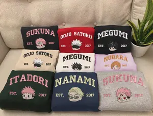 Jujutsu Kaisen Character Embroidered Sweatshirt, Embroidered Anime Shirt, Anime Shirts, Embroidered Shirt, Embroidered Hoodie, Anime Tee, Anime Shirt ESH360-365
