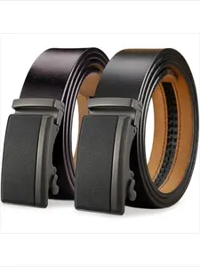 Male Fashion Genuine Leather Belt High Quality Business Metal Alloy Secure Metal Buckle Automatic Waist Straps Adjustable Designer Waistband for Men