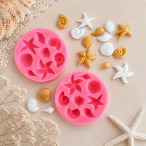 Ocean Shell Silicone Mold Set for DIY Crafts, Starfish Beach Theme Soap Making Tool, Resin Art Casting, Wax Melt and Candle Supplies – 2 PCS Value Pack