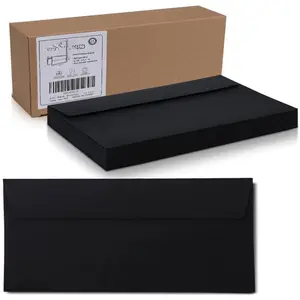 100Qty#10 Black Business envelopes 4.125x9.5In- windowless design 120GSM paper envelopes