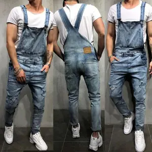 Men's Denim Bib Overalls with Adjustable Straps & Tool Pockets Classic Workwear Big Long Loose Suits Straight Utility Warmer Cotton Casual