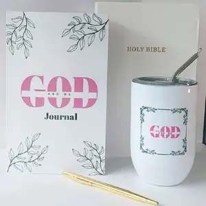 "God and Me" Journal Bundle with Bible & Tumbler - Over 100 Writing Pages for Personal Letters to God, Includes Gold Pen & Holy Bible