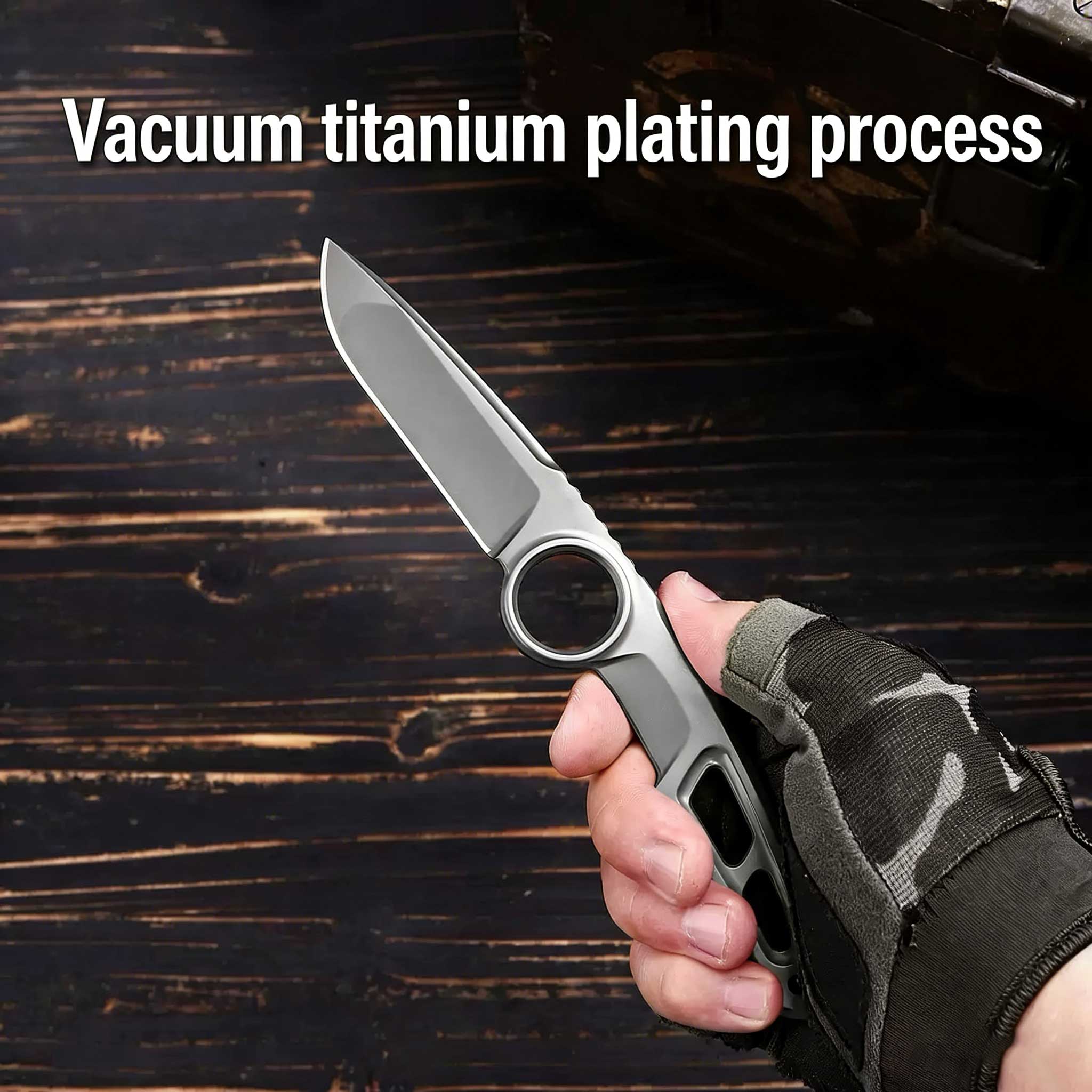 Lightweight Skeletonized Fixed Blade Knife, EDC Gear for Outdoor Adventures & Bushcraft