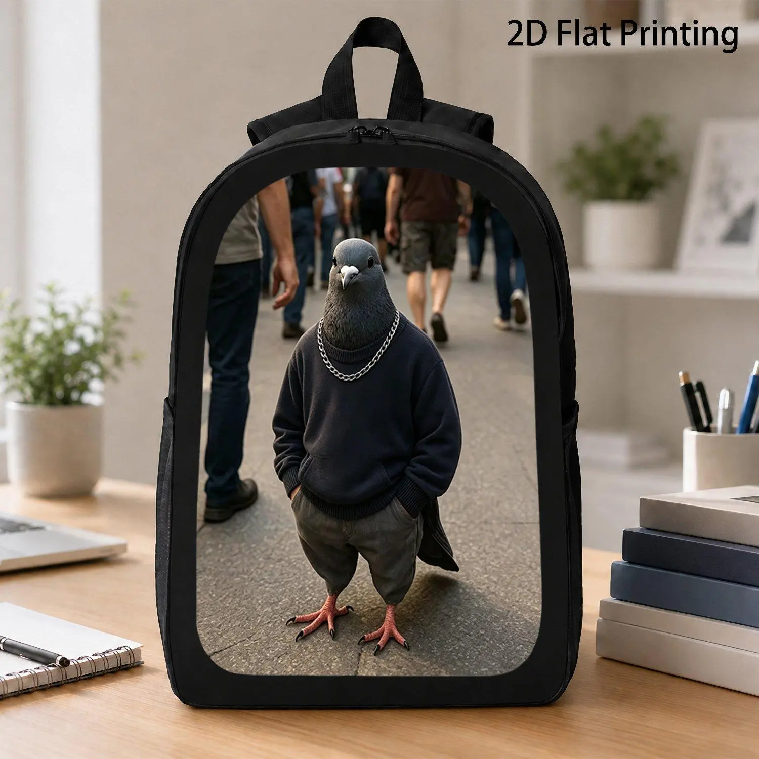 1pc 1pcs Pigeon Print Suitable for Young Trendy People Large Capacity Lightweight Backpack with Flexible-Length Shoulder Straps and Pigeon Zipper Closure for Travel Commuting College Daily Use Fashionable Student 2D Flat for Teenager