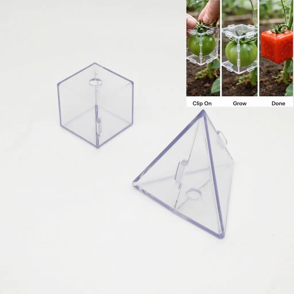 Transparent Plastic Fruit Shaping Mold, Cube & Triangle Shapes Reusable Growing Case, Snap-On Design for Tomato Pear Apple Shaping, Perfect for Home Garden Planting, DIY Special Shaped Fruits & Backyard Farming Projects