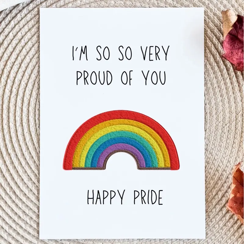 Happy Pride Card, Coming Out Gift, Pride Flag Art, Gay Lesbian Bi Transgender LGBTQ Support, Love Is Love, Rainbow Pride, You Are Perfect