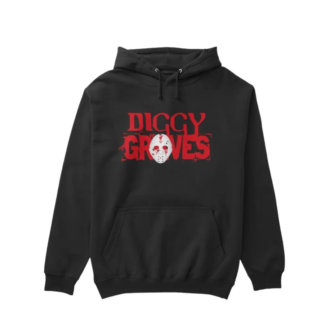Diggy Graves Horror Hoodie, Red Mask Graphic Pullover, Music Fan Gift, Shirt For Men