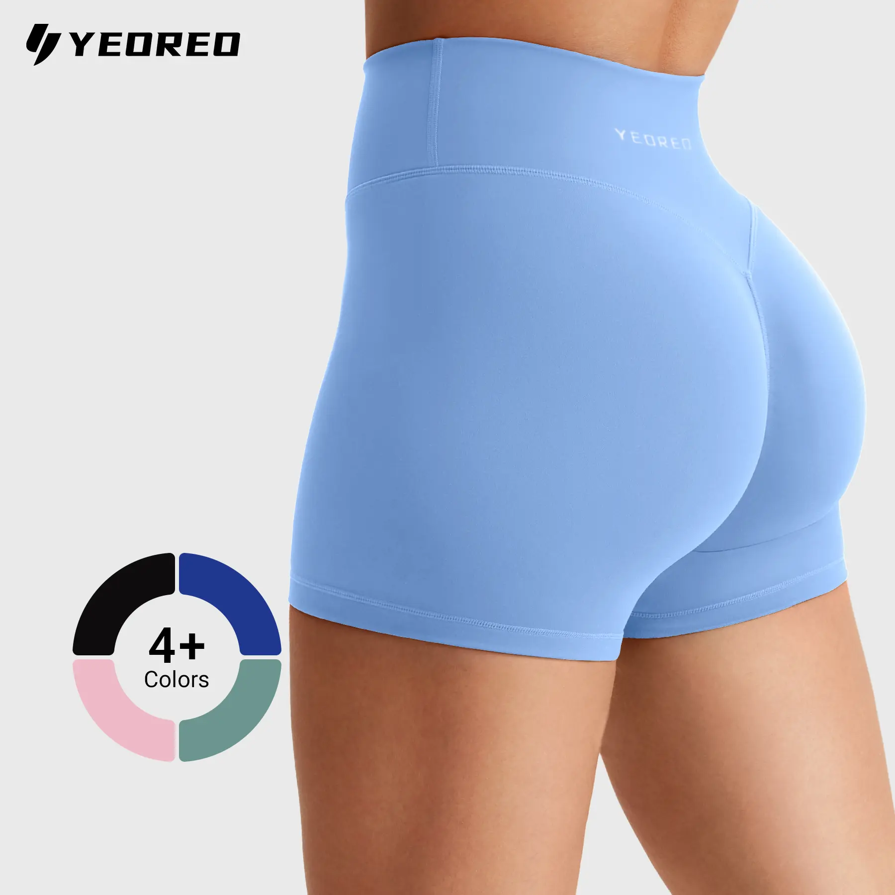 YEOREO Women's V-Back Athletic Shorts, High Waisted Scrunch Butt Lifting Design with Tummy Control, Breathable Fitness Workout Shorts, 3.6" Inseam, No Front Seam, High Rise Shorts tiktokshopbacktoschool