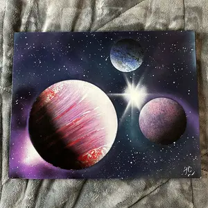 3 Planet Variation of Spray Paint art on heavyweight poster board 11x14 in size.