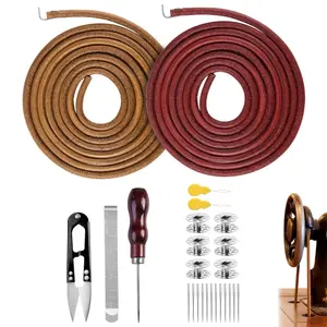 2Pcs Magicfour Treadle Sewing Machine Belt for Singer/Jones 72 Inch 3/16" Leather Belt with Hook for Treadle Sewing Machine Included with 23 Pcs Accessories  - Home Improvement.