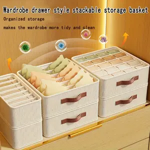 Double Row Divider Multi-Spec Linen Storage Box, Washable and Foldable Space-Saving Home Organizer, Ideal Drawer Separator and Stacking Storage Container