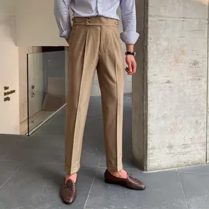 2025 New Men’s British Drape High-Waist Straight-Leg Pants for Spring and Autumn – Casual and Business Dress Style