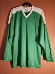 Teamwork Men's L Green/White Mesh V-neck Long Sleeved Sports Jersey