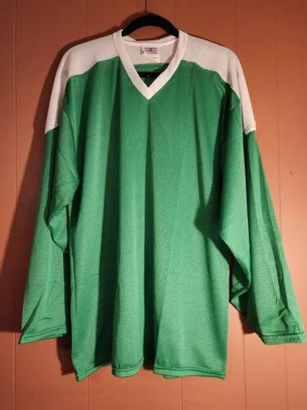 Teamwork Men's L Green/White Mesh V-neck Long Sleeved Sports Jersey