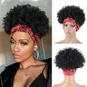NAYASA Women's Black Glueless 2-in-1 Headband Head Wrap Wig - Short Kinky Curly Fiber Synthetic Wig with Cotton Calico, Integrated Strap, Realistic Look, Easy to Wear, Versatile Styling for Daily, Party Use