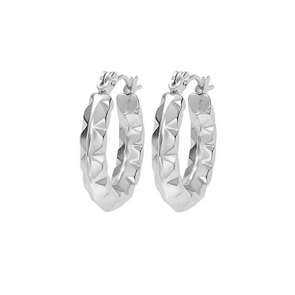 Stately Steel Geometric Hoop Earrings