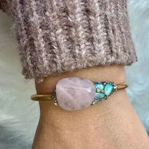 Opal and Rose Quartz Bangle Bracelet