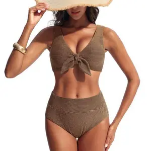 【S-2XL】Hanna Nikole Women's High Waisted Bikini Sets Two Piece Swimsuit with Tummy Control Textured Bathing Suits Tie Knot Swimwear for Beach Vacation #DealsForYouDays #SummerWins #thememorialdays
