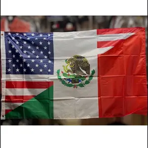 USA and Mexico Flag - Traditional Design with Eagle and Shield Motif