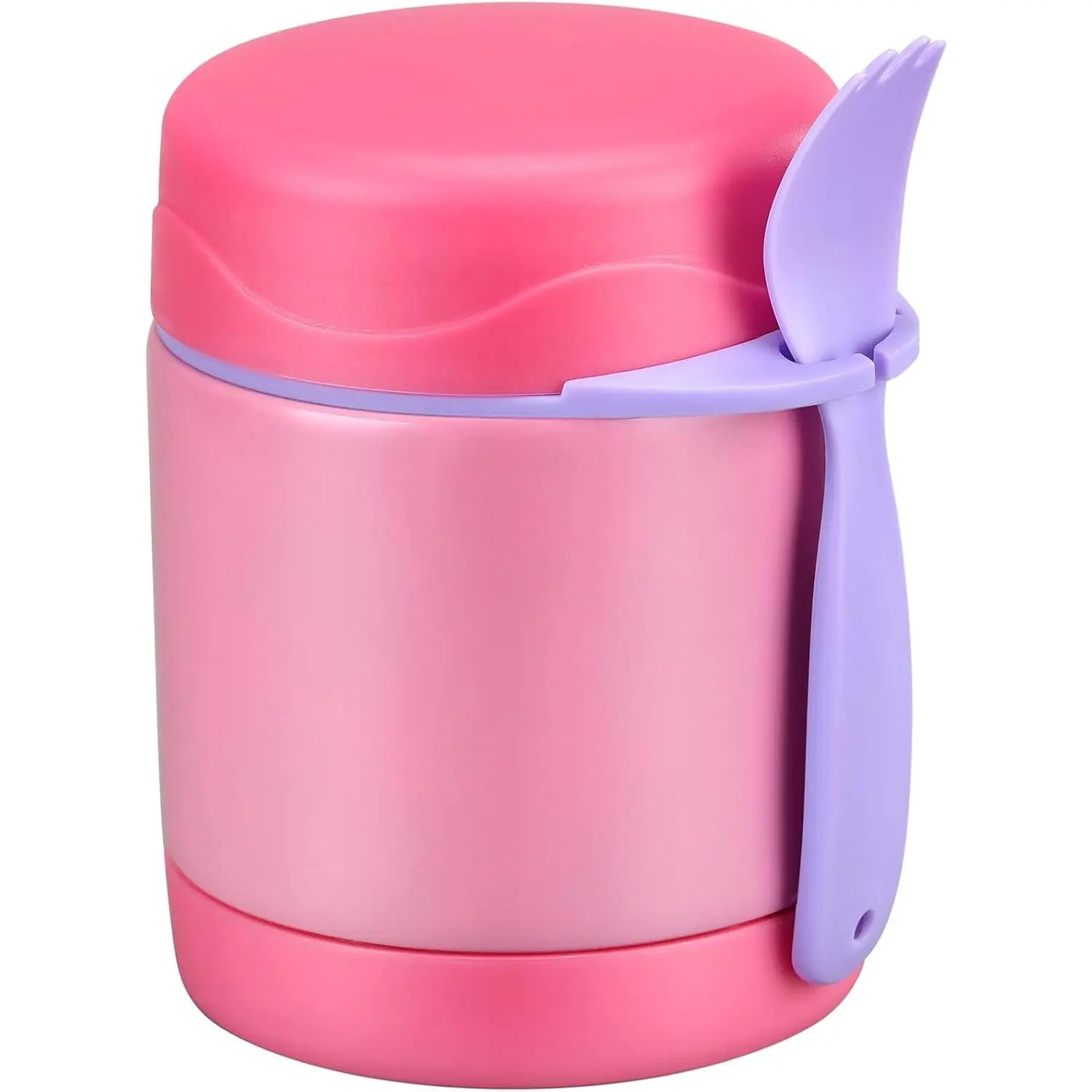 10 oz Stainless Steel Vacuum-Seal Thermal Insulated Food Jar with Spoon, Compact Colorful Plastic-Lined Lunch Box Tableware for Boys