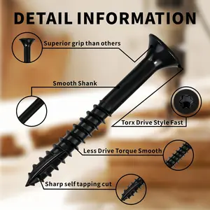 50 Pcs Torx Screws Deck Screws #9 X 1-1/2" #9X2-1/4" Exterior Wood Screws T25 Star Drive Flat Head Screws, Rust Resistant, Oxide Coating, T25 Star Bit Included