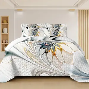 Geometric Impression Lightweight Quilted Thin Quilt/Bed Cover/Bedding Set Queen/King Size: Includes 2 Pillowcases Full Size: Includes 1 Pillowcase Suitable for all seasons, soft and comfortable