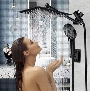 Shower Head, High Pressure Rainfall/Handheld Shower Combo  Black
