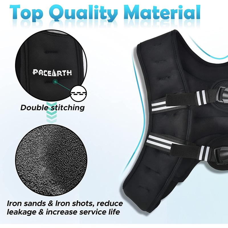 PACEARTH  Weighted  Vest ,  6Lb /  12Lb /  16Lb /  20Lb /  25Lb /  30Lb  Weight  Vest  with  Reflective  Stripe ,  Body  Weight  Vests  Adjustable  for  Men ,  Women  Workout ,  Strength  Training ,  Running ,  Walking ,  Jogging PACEARTH