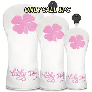 Clover Pattern Golf Head Cover, Durable Protective Case for 1-Wood, 3-Wood, 5-Wood, Ut Wood, Stylish Design, Golf Accessories, Golf Clubs