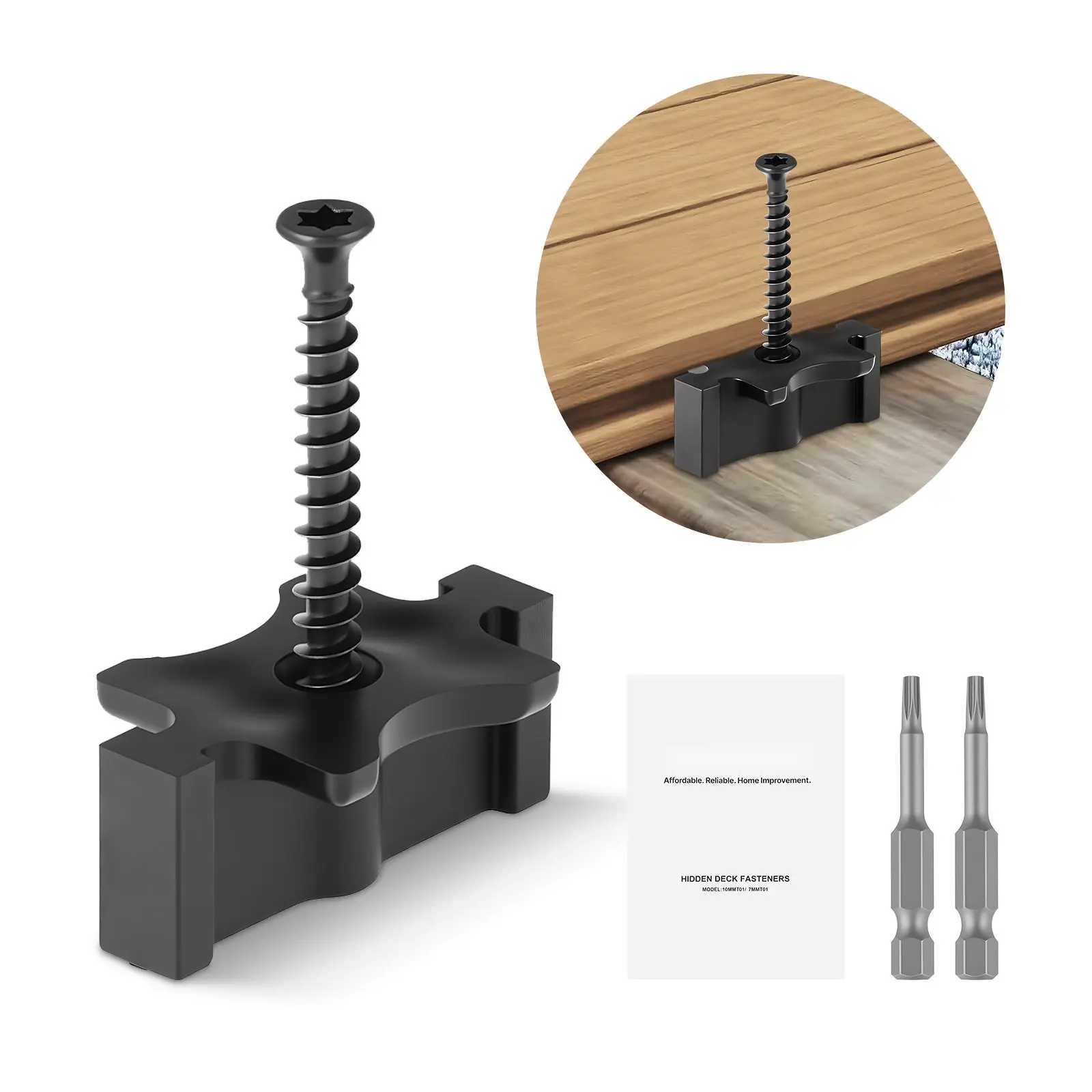 600 Pieces Hidden Deck Fasteners For Composite Decking Universal T Clips Black Finish For Wood And Composite Deck Boards, Easy Install, No Visible Screws, Anti Corrosion, Weather Resistant, Durable Stainless Steel Construction