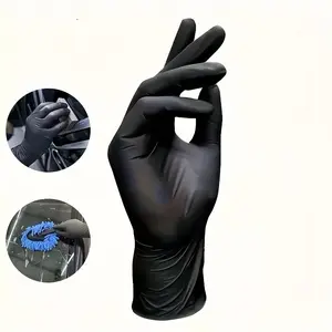 10/50/100-Piece Black Nitrile Disposable Gloves, Durable Cleaning Gloves, Latex-Free and Powder-Free, Suitable for Kitchen, Cleaning, Nail Art, Hairdressing and Tool Use, Available in S/M/L/XL Sizes (No Box)