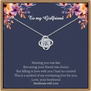 Gifts Necklaces For Women Girls, White Gold Plated Love Knot Necklace For Grandma Aunt Stepmother Sister Mother Jewelry, Graduation Mothers Day Anniversary Birthday Gifts For Women